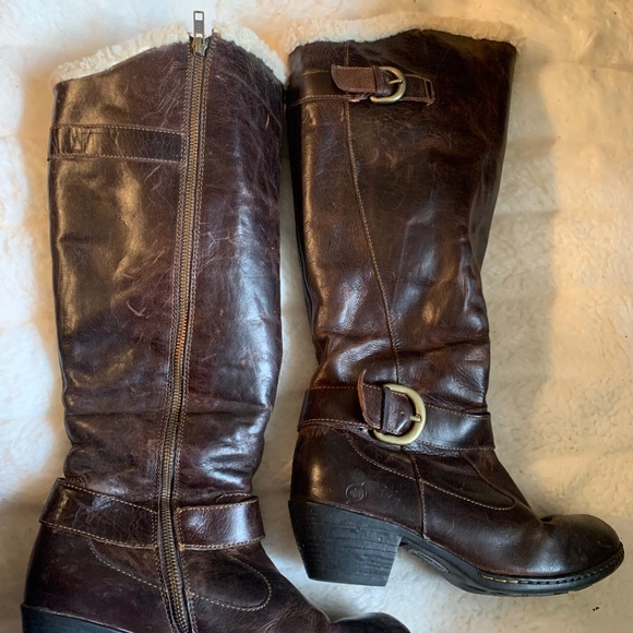 BORN BOOTS BLACK LEATHER SHERPA LINED SIZE 8.5 - Picture 1 of 10